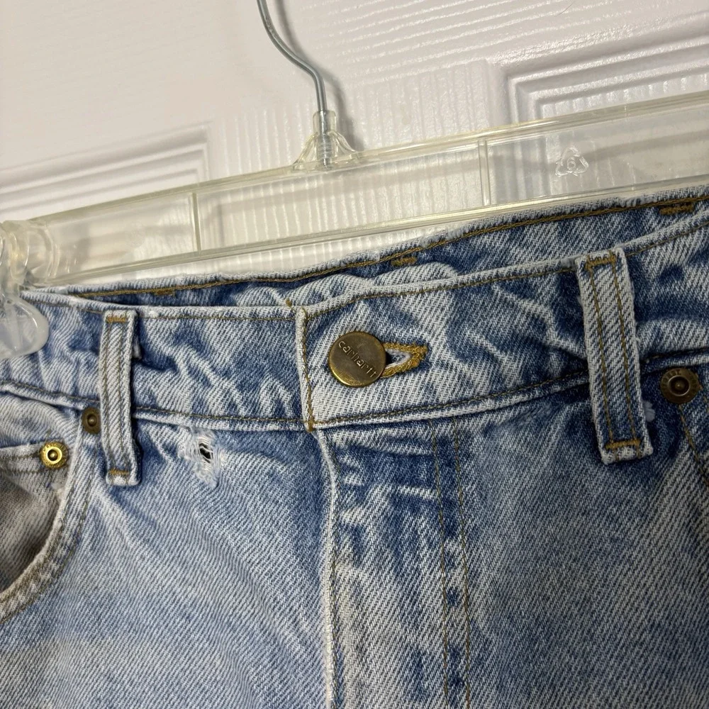 Vintage 90s Carhartt Light Wash Baggy Distressed Jeans Mens 32x31 Cotton Patina